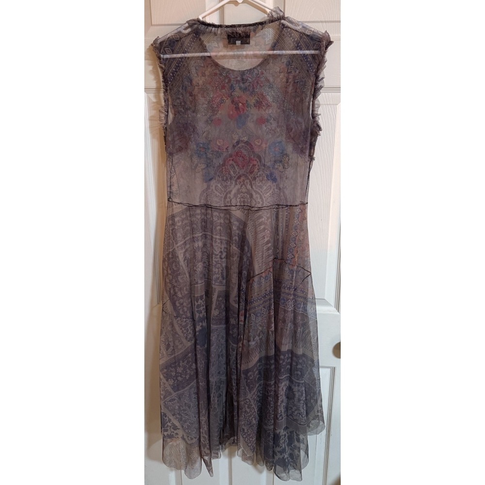 biya johnny was embroidered mesh dress Medium gray floral sheer midi - Picture 3 of 4